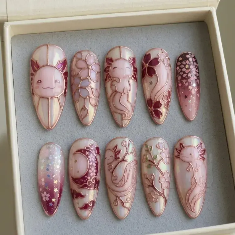 Thumbnail: press on nails, custom press on nails, fake nails, Nails Art