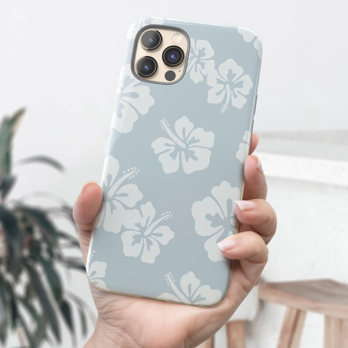 Blue Hibiscus iPhone Case Tough Floral Phone Case for iPhone, Samsung, Pixel | B