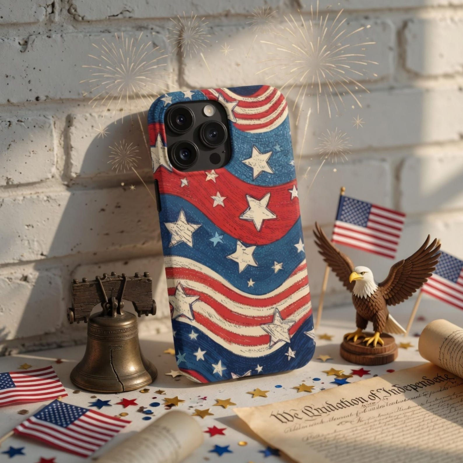 Patriotic Stars & Stripes Phone Case, American Flag iPhone Cover, 4th of July In