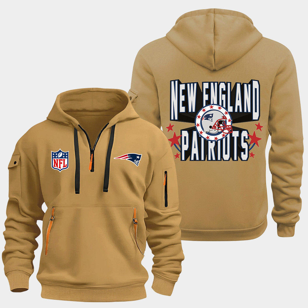 New England Patriots Gold Quarter Zip Hoodie
