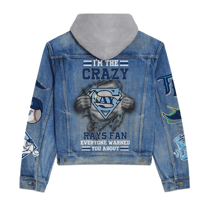Thumbnail: Tampa Bay Rays MLB Team Super Logo 3D Hooded Denim Jacket