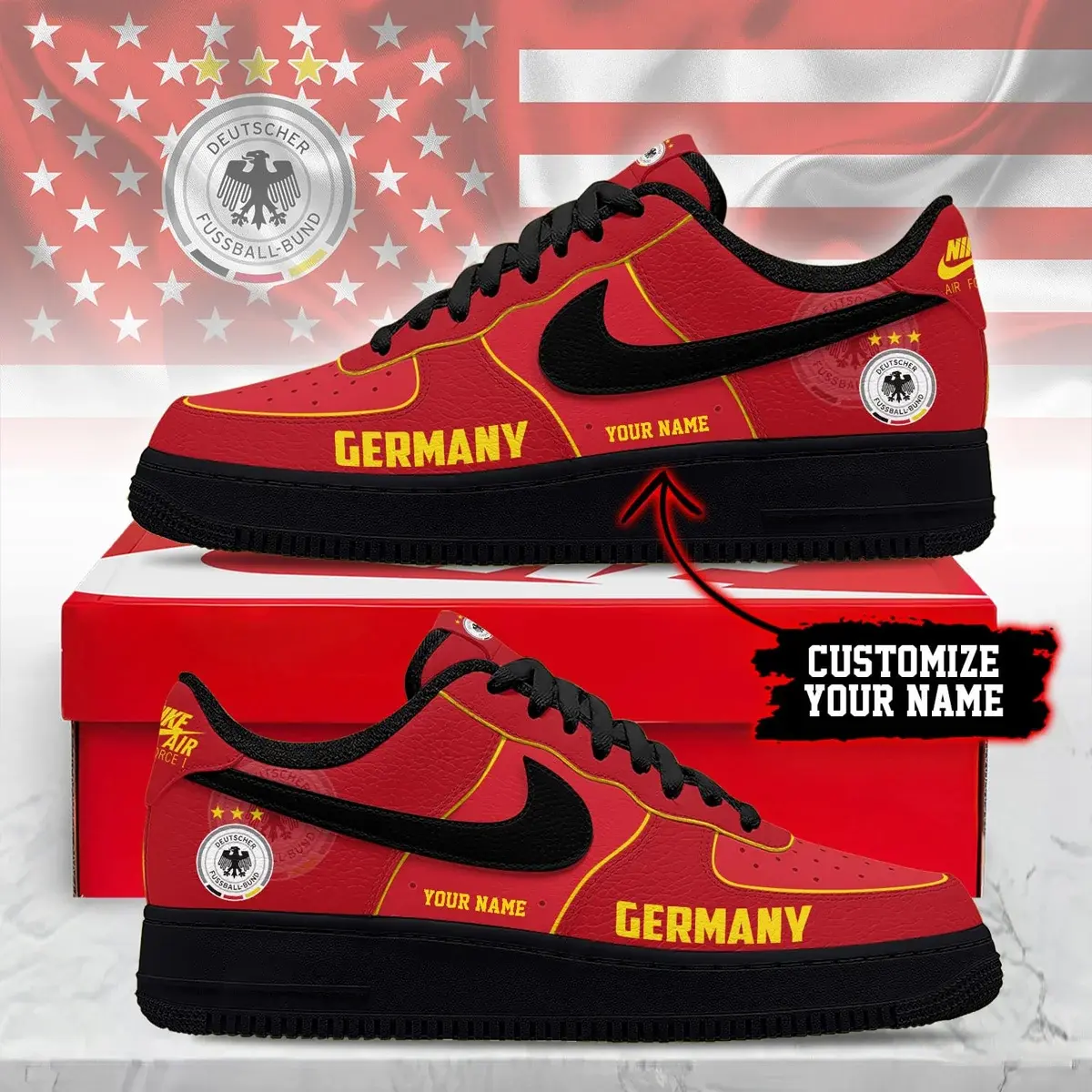 Germany Premium WC26 Soccer Fan Custom Air Force 1 - Air Jordan 1 Shoes Sneaker