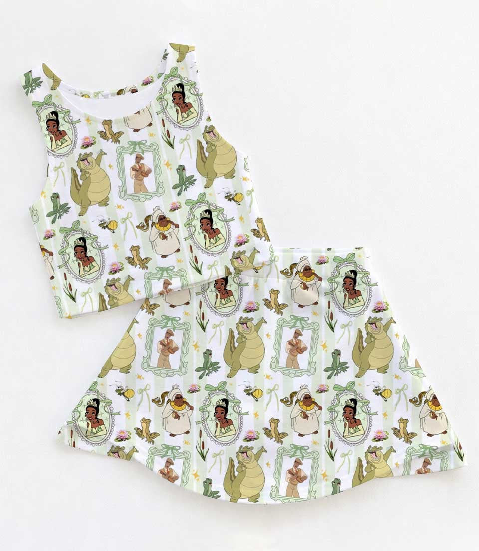 Women’s Tiana Princess, Family Matching Dress and Skort Outfit, Matching Set