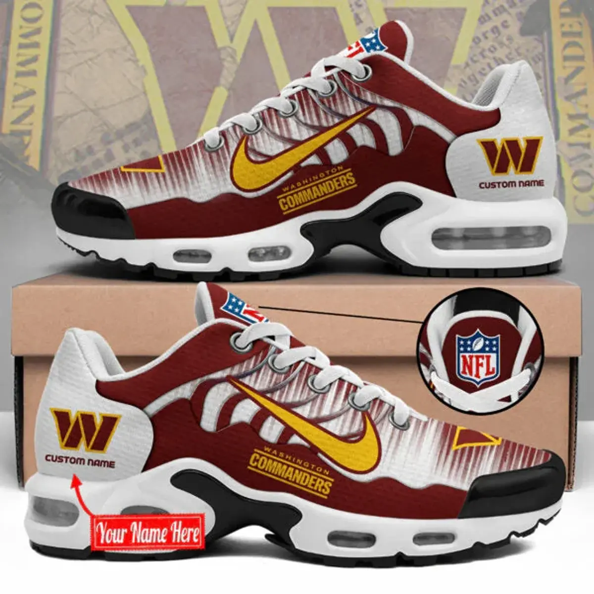 Washington Commanders Custom Air-Style Sneakers V.6