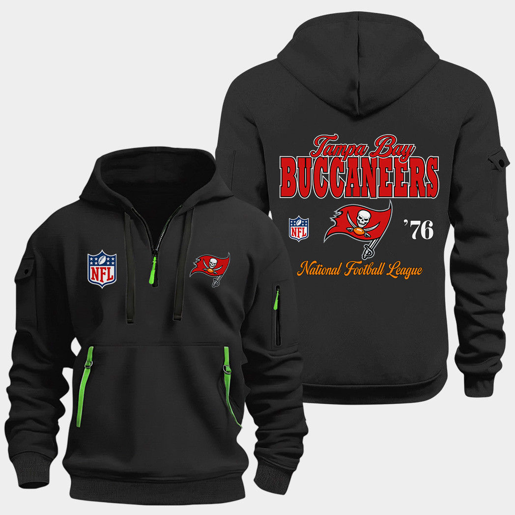Tampa Bay Buccaneers Black Quarter Zip Hoodie