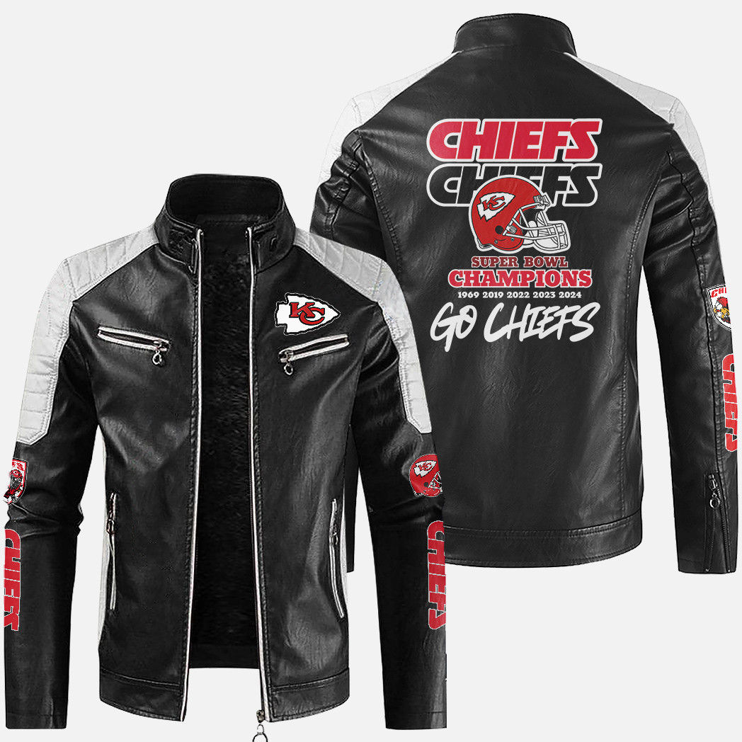 Kansas City Chiefs 2024-2025 Super Bowl LIX Champions Time To Win Motorcycle Lea