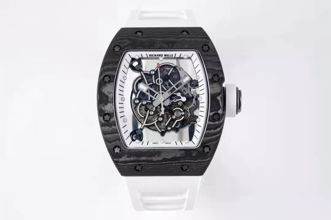 Richard Mille RM055 Skeleton White Dial Black Bezel White Rubber Strap ZF RMUL2