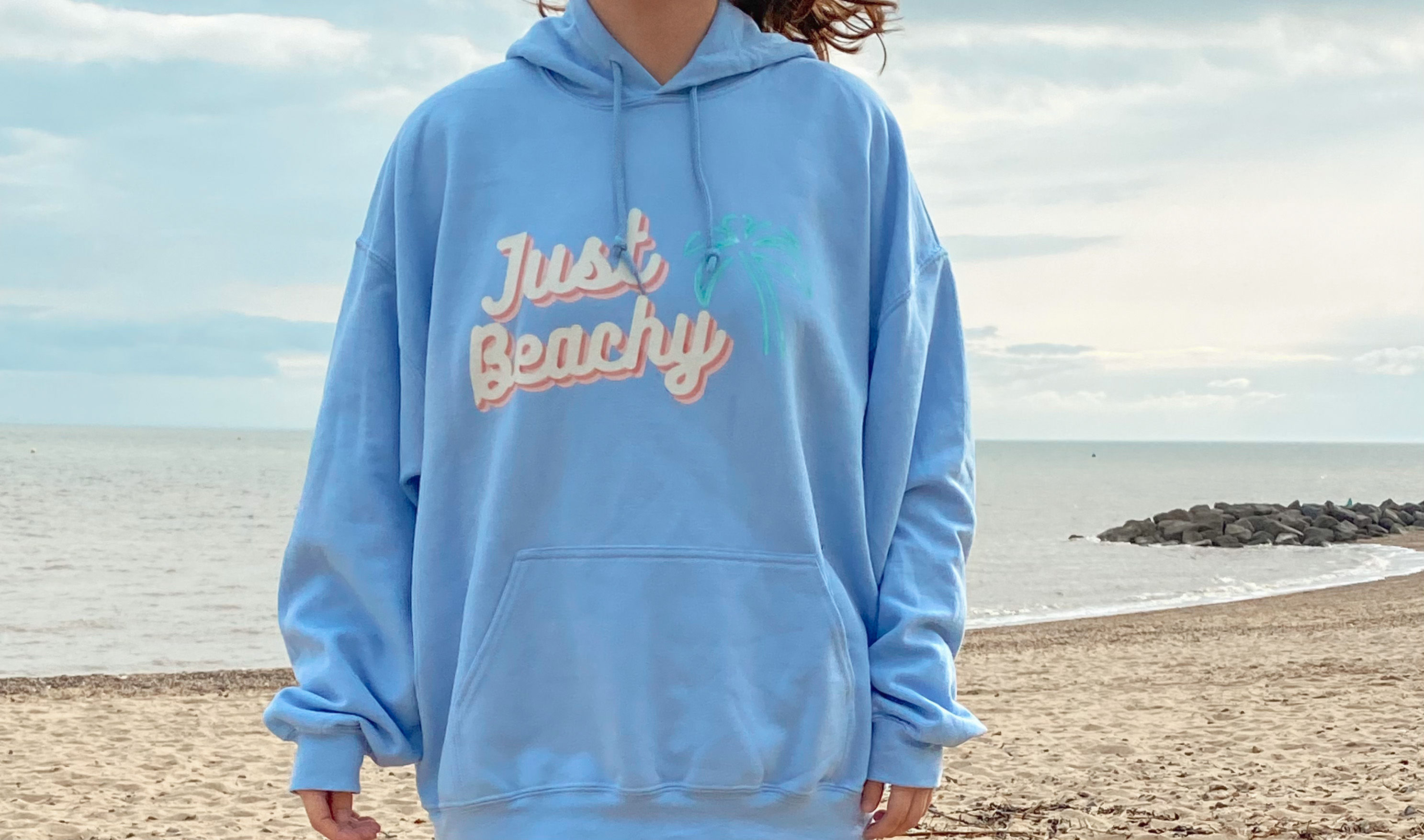 Slogan Hoodie Baby Blue