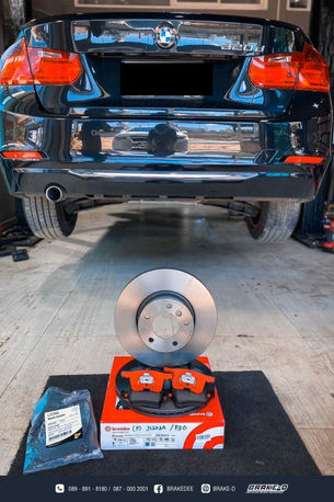 BMW F30 320D เปลี่ยนจานเบรกหน้า ผ้าเบรกหน้า Brembo