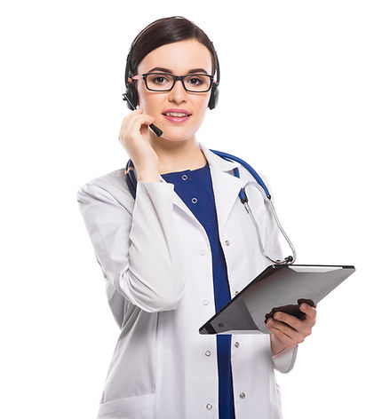 young-woman-doctor-with-stethoscope-headphones-holding-tablet-her-hands-white-uniform-whit