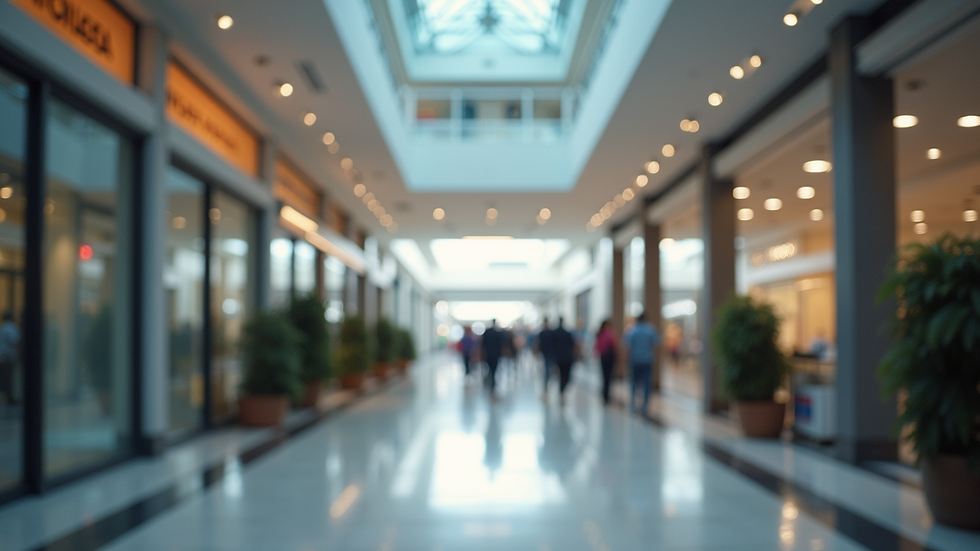 Imagem aérea de um centro comercial com várias empresas pequenas e médias