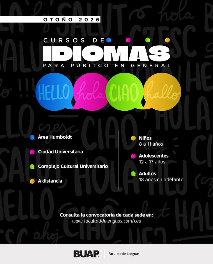BUAP abre cursos de idiomas para todo público: aprende náhuatl, inglés, chino y más