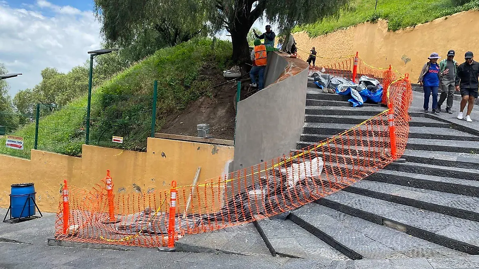 Inician rehabilitación del muro de las escalinatas del Santuario de Nuestra Señora de los Remedios