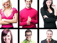 A collage of confident and happy people.