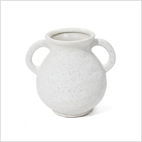 White Ceramic Jug Round Vase w/ Two Handles Target