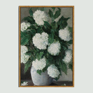 Floral Still Life Framed Hydrangea Print Art White