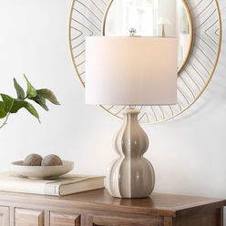 SAFAVIEH Lighting Collection Wade Ivory Double Gourd Ceramic 25-inch Table Lamp