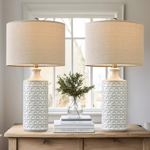 Contemporary Modern Farmhouse Ceramic Table Lamps set of 2