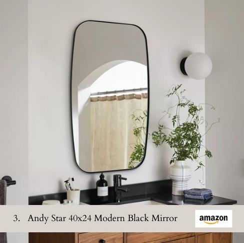 40x30 Oblong Black Framed Mirror