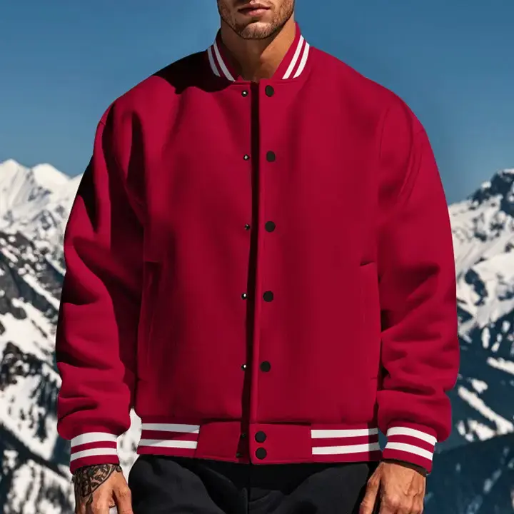 Thumbnail: Mens Casual Baseball Jacket Stand Collar Single Breasted Coat