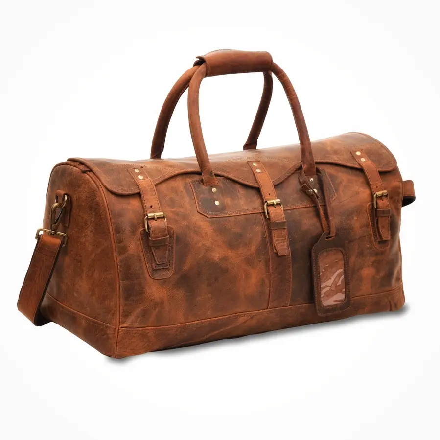 Thumbnail: The Maynard Full Grain Leather Duffle Bag- Weekender Holdall