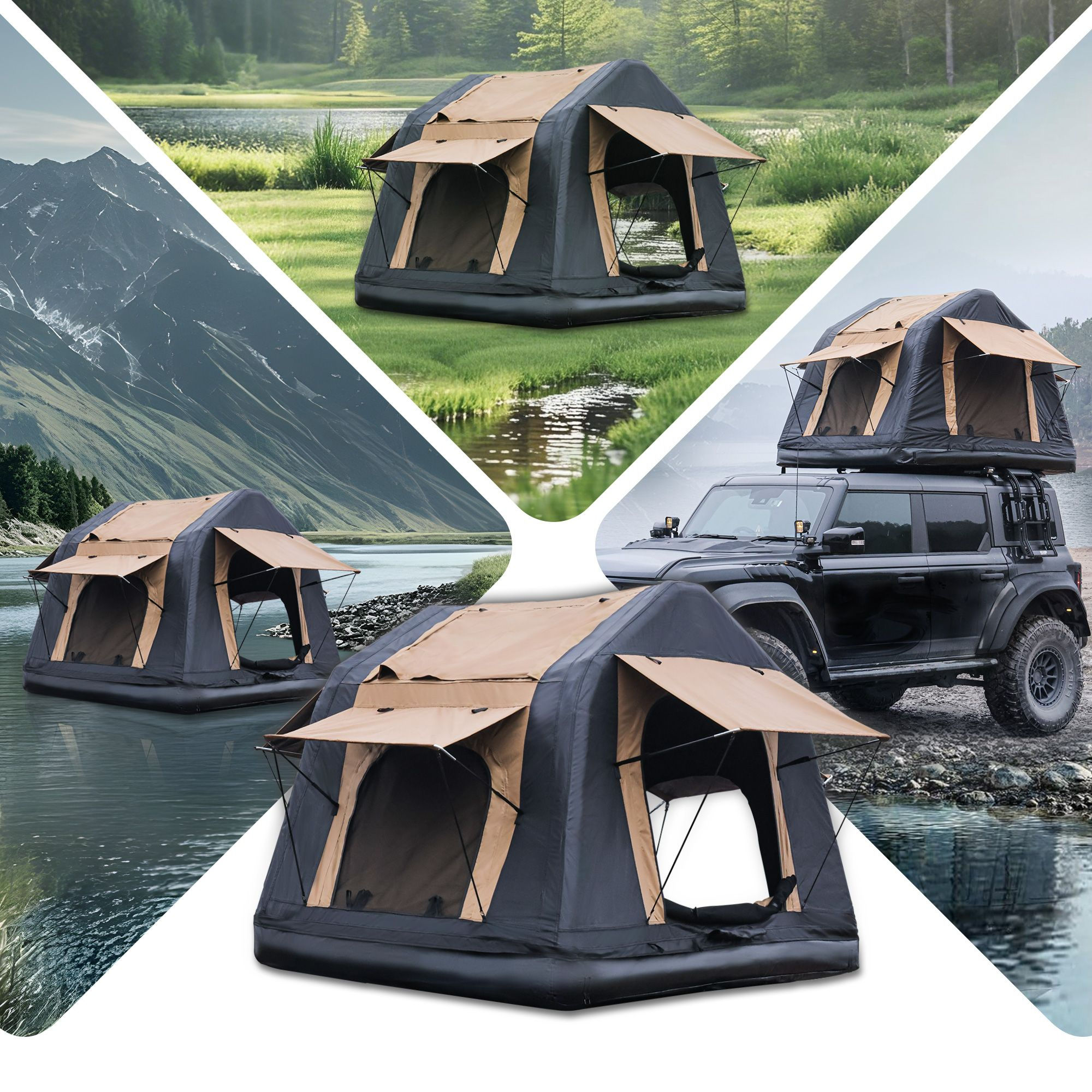 New Design 4x4 Offroad Car Roof Top Tent Amphibious Inflatable Tent With Ladder