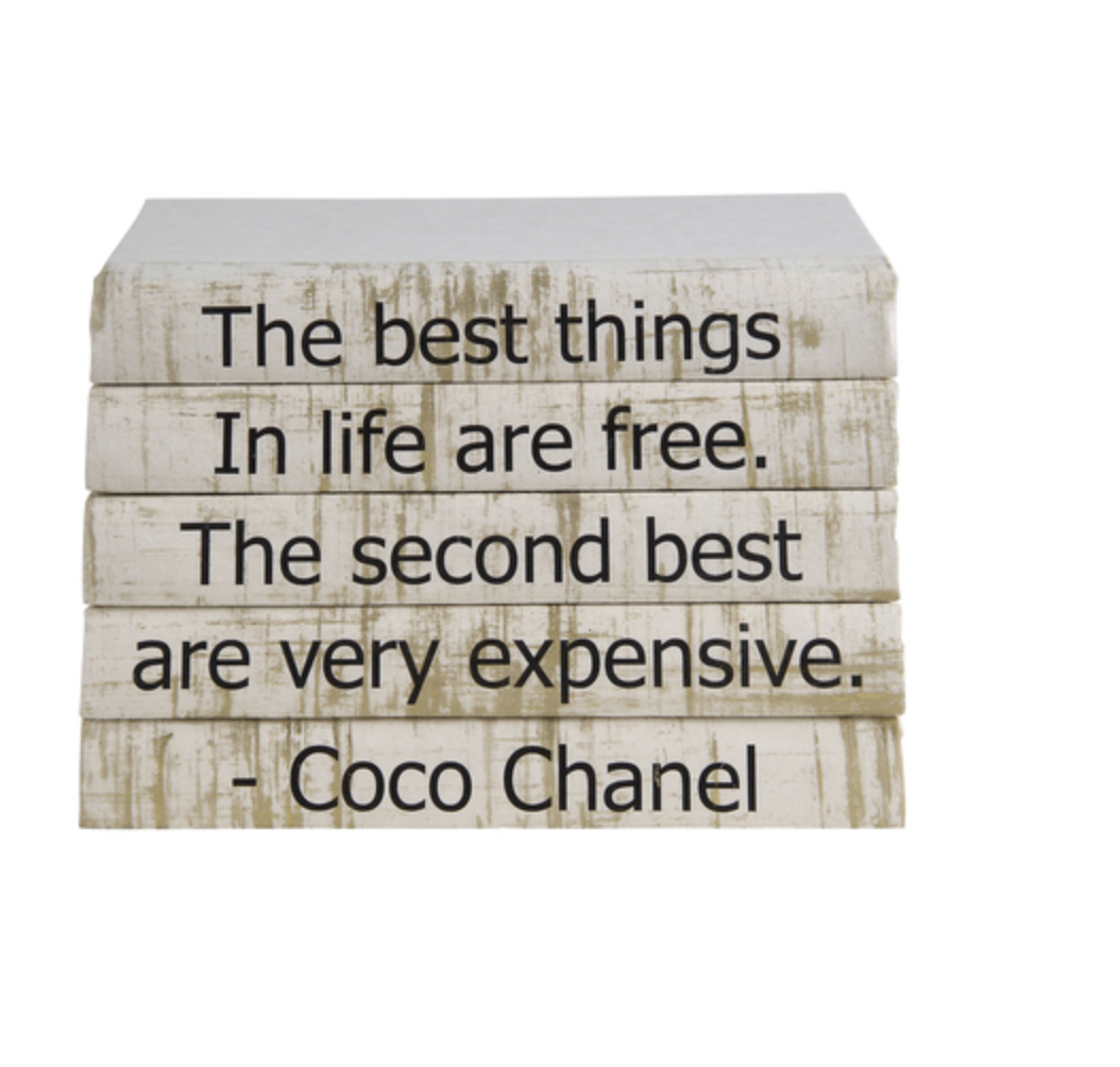 5 Vol. Coco Chanel  "The Best Things in Life" Quote Brushstrokes on Cream