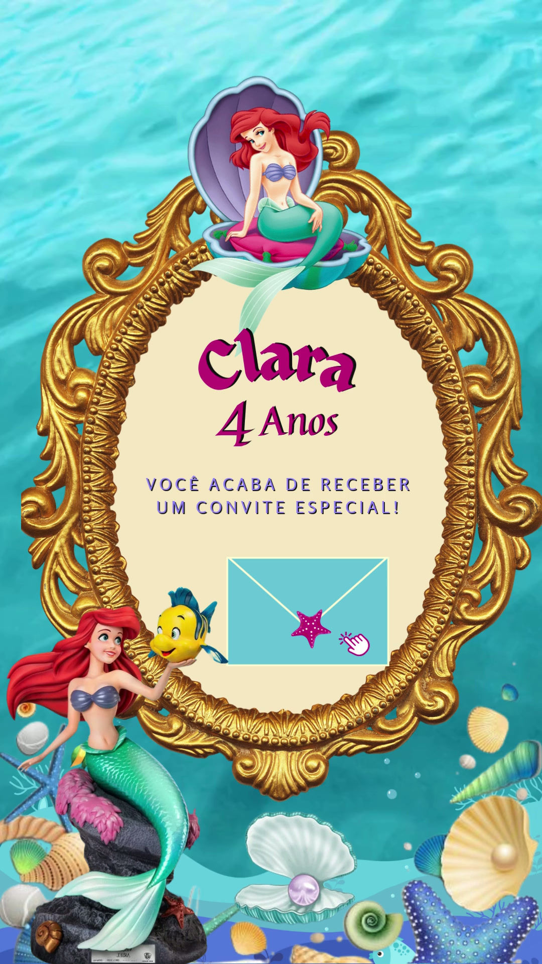 Convite de Aniversário Sereia