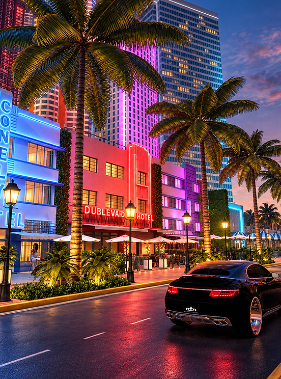 Boulevard Art Déco ao Crepúsculo em Miami.png