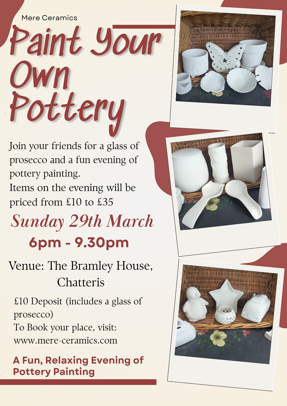 Prosecco and Pottery Painting Evening