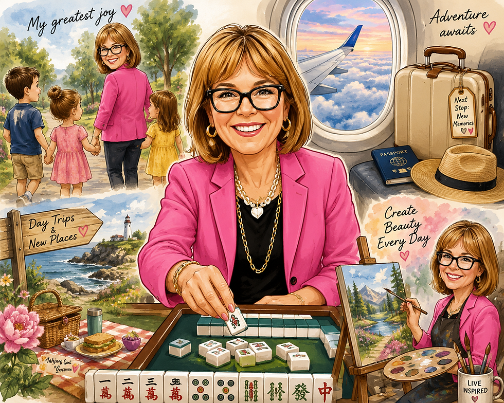 Caricature of Cass and all her activities
