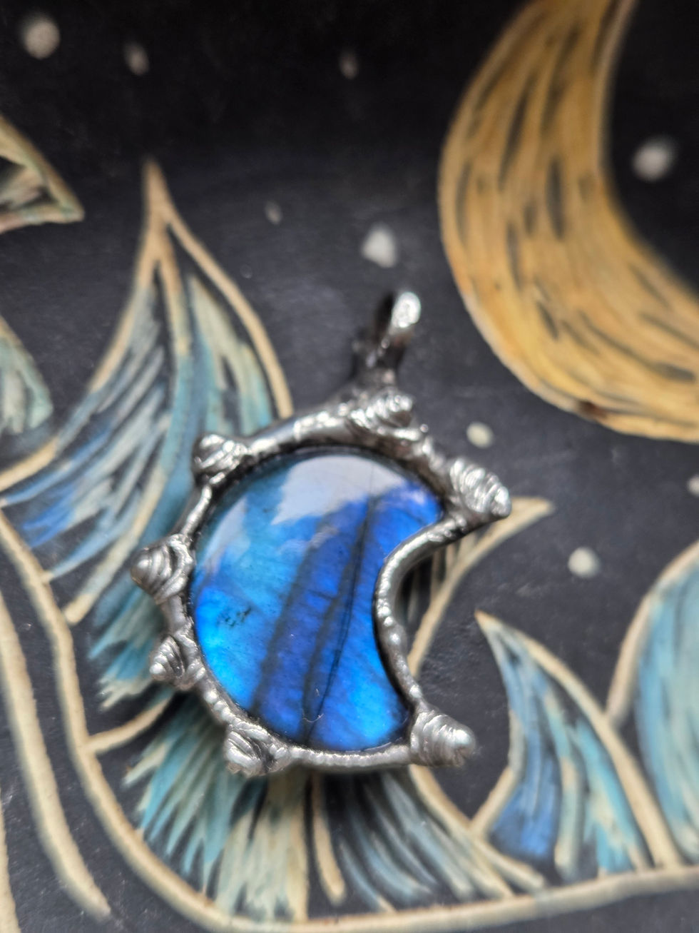 Thumbnail: Midnight Crescent Labradorite Pendant