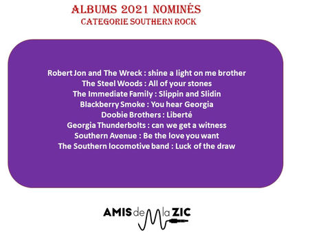 ALBUMS NOMINES 2021 : Catégorie Southern Rock