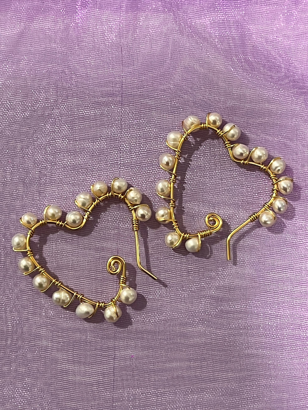 Hearts with Freshwater Pearls 