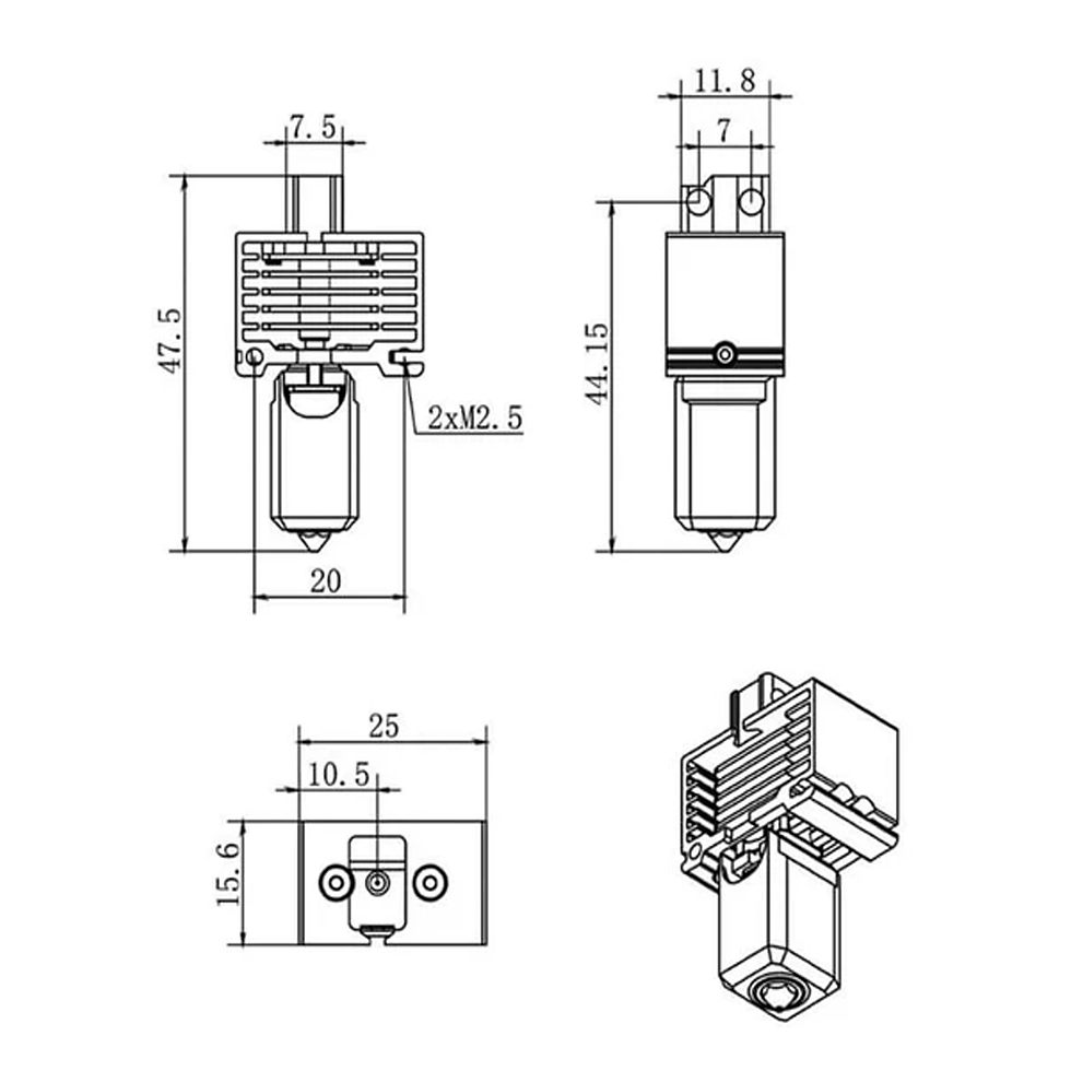 Miniatura: H2776 Hotend Bambu Lab Tz V3 X1 0.4mm 24v Acero Endur