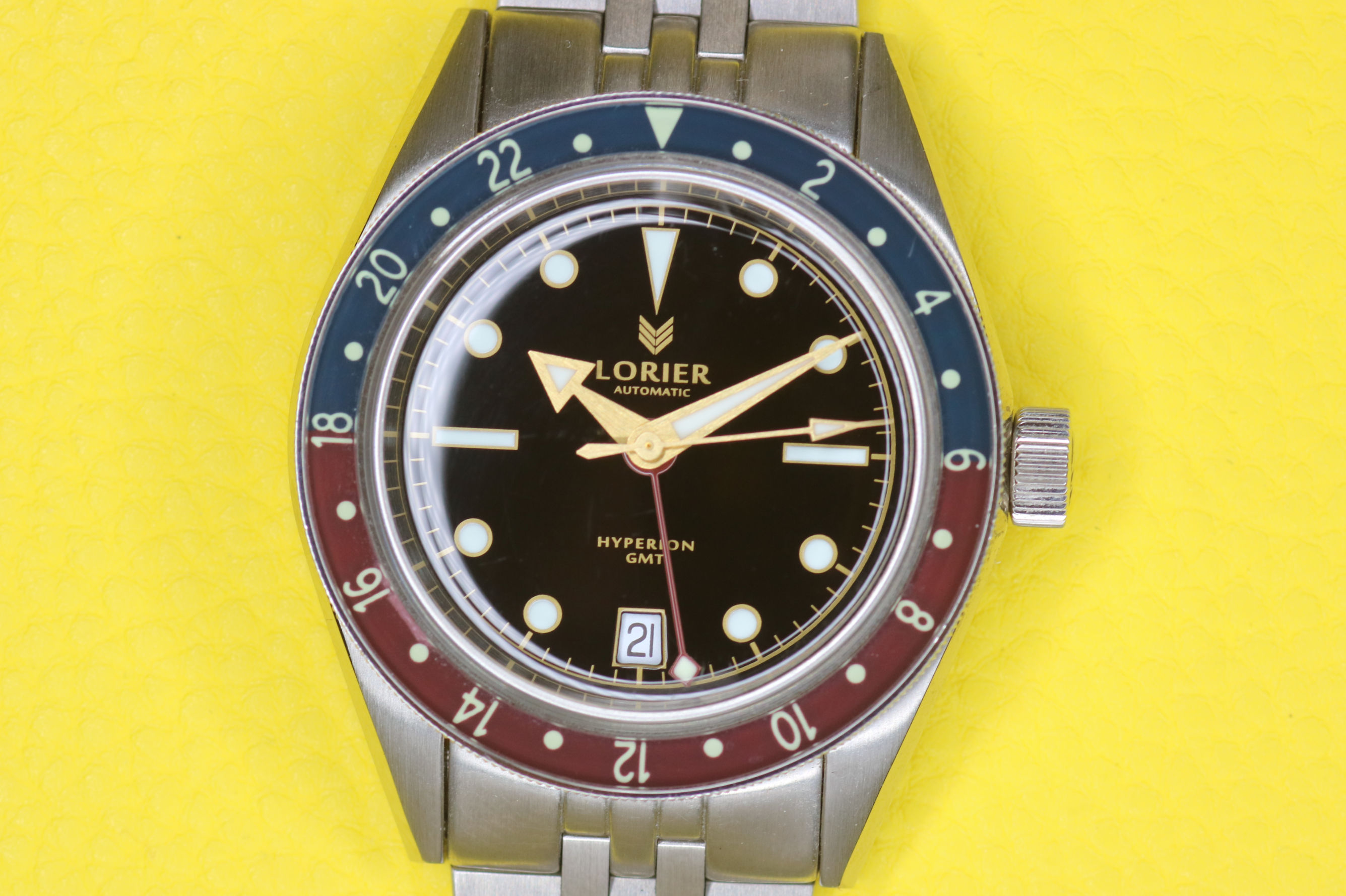 Lorier Hyperion SII Pepsi GMT with Gilt Hands - Full Kit