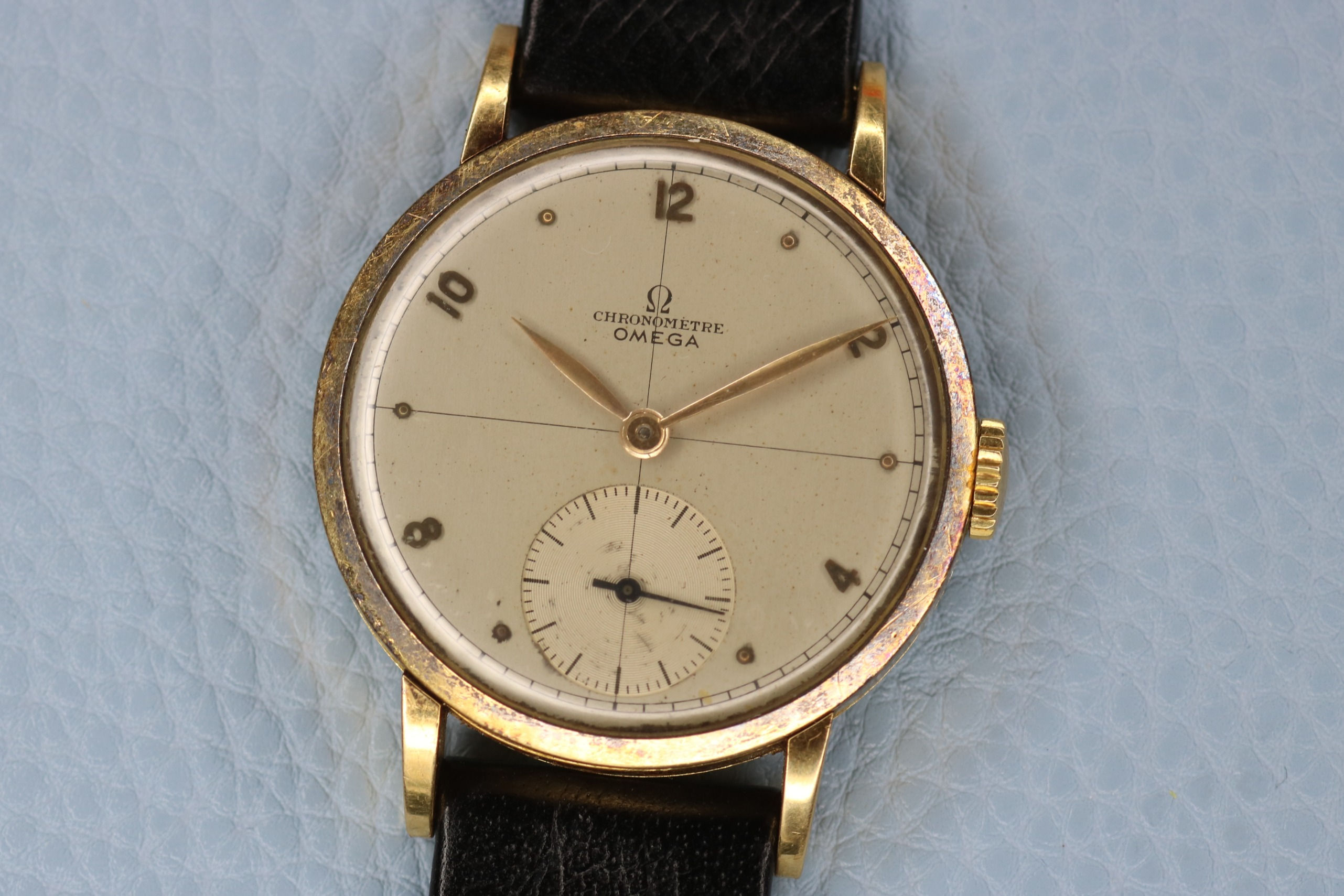 18k Yellow Gold Chronomètre Omega Sector Sub Seconds Dial