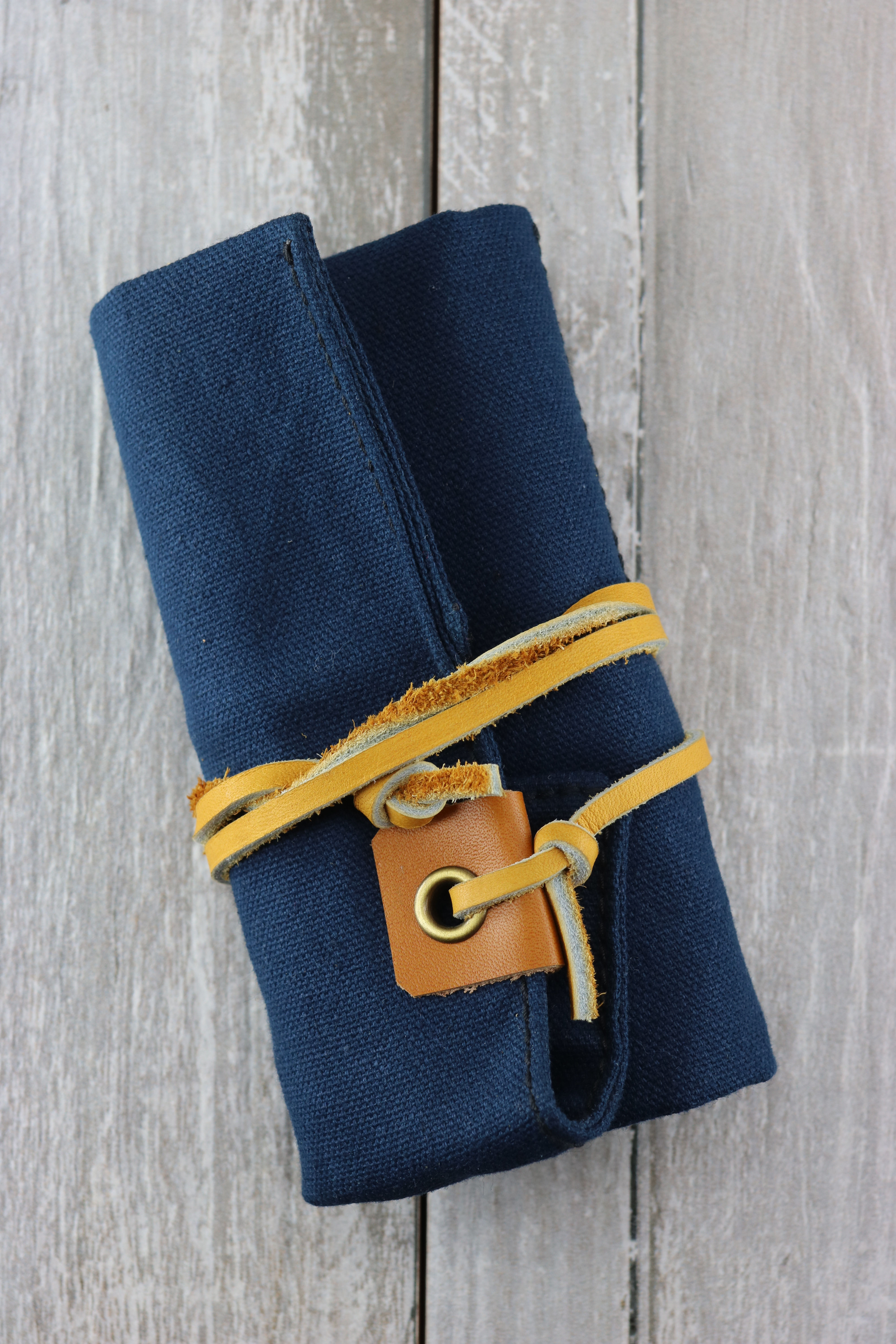 Blue Canvas Watch Roll - Holds 6 Watches