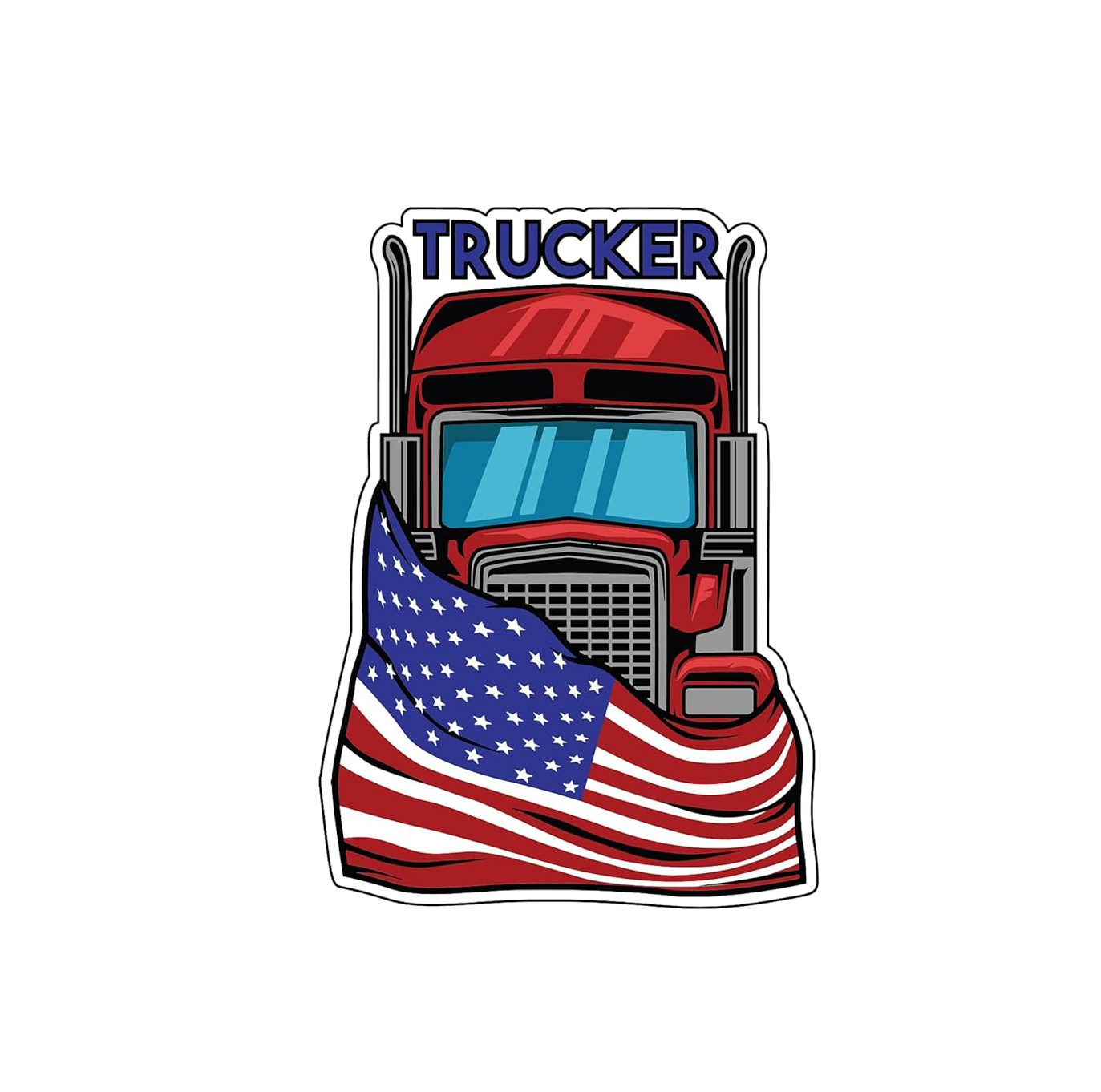 American Flag Trucker Vinyl Decal