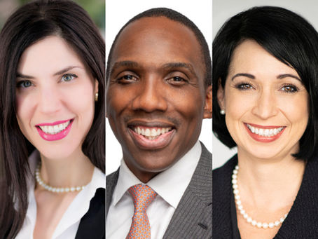 From left to right are Amanda Bassin of the Persuit Group, Andrew Mushore of B. Riley Farber, and Carolyn Cole of Cole & Associates.