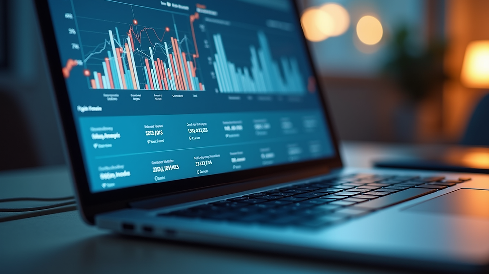Close-up view of a laptop screen showing digital marketing analytics