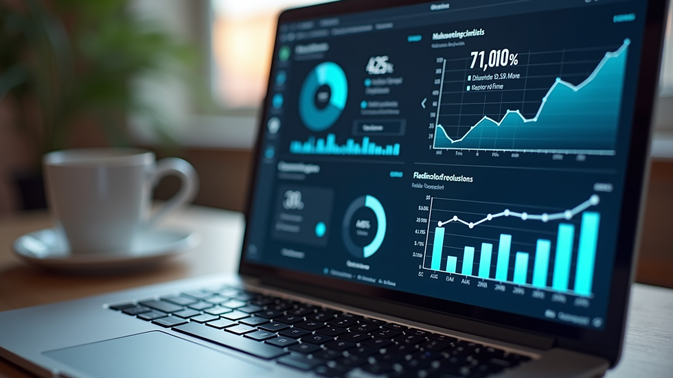 Eye-level view of a laptop screen showing digital marketing analytics