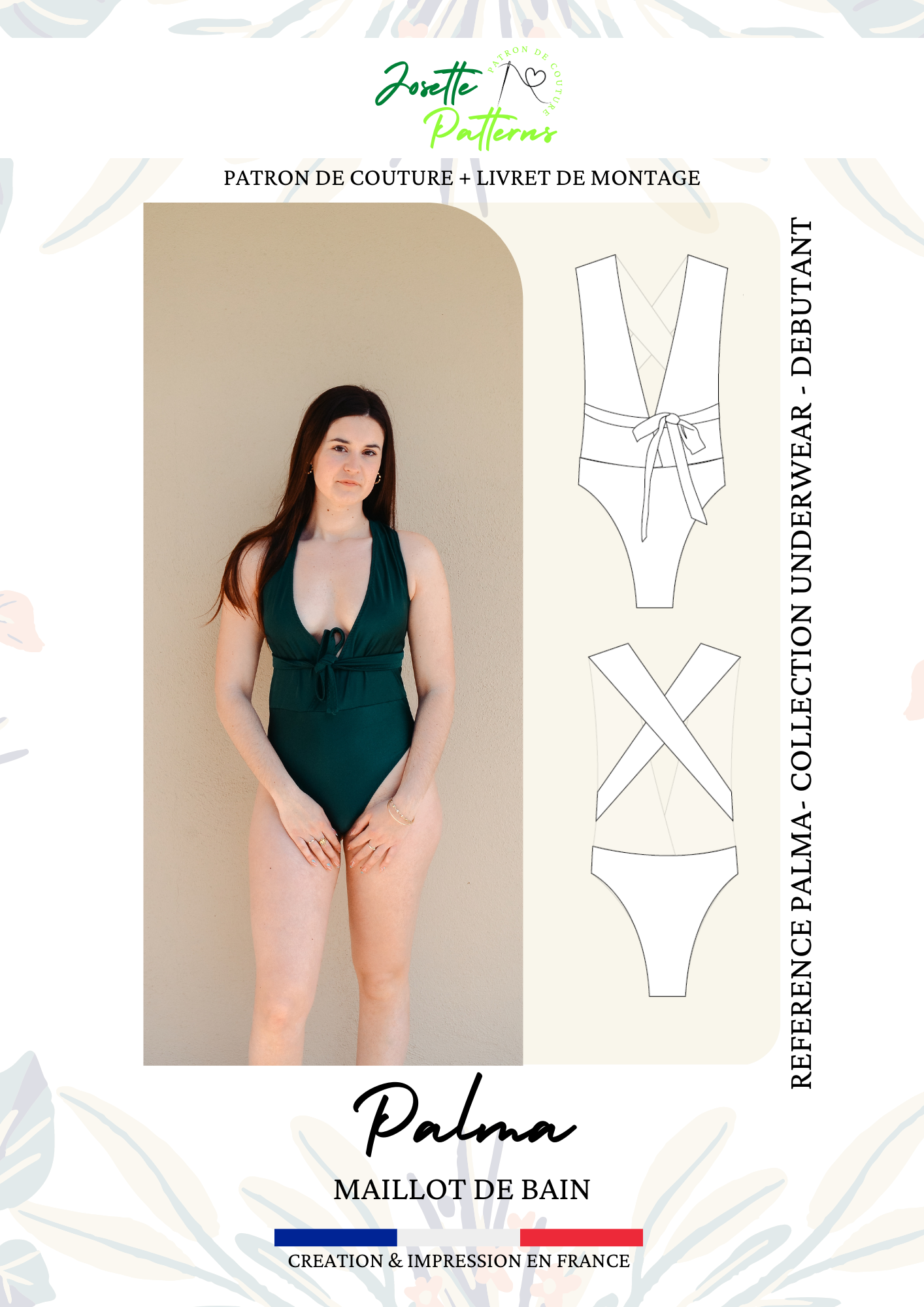 Patron couture PDF PALMA, maillot une pièce