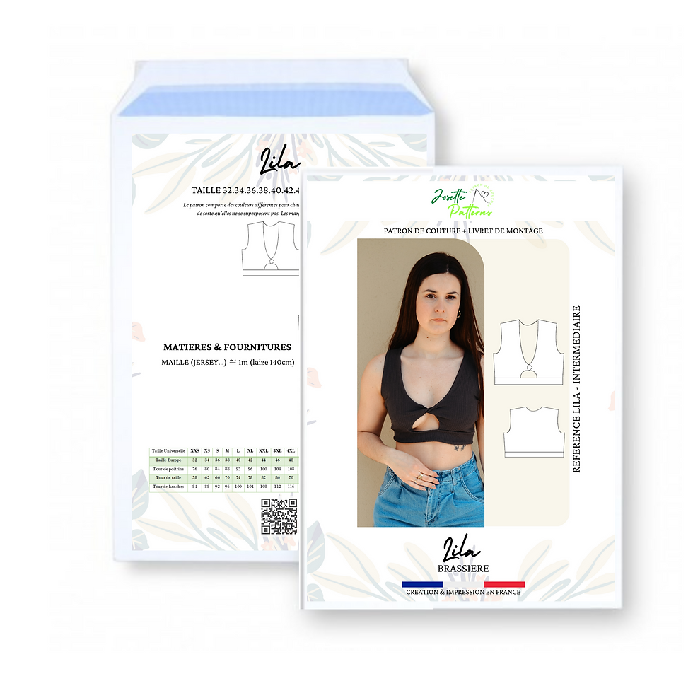 Patron couture pochette LILA, Brassière