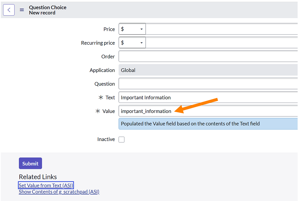 Set Value from Text - ServiceNow