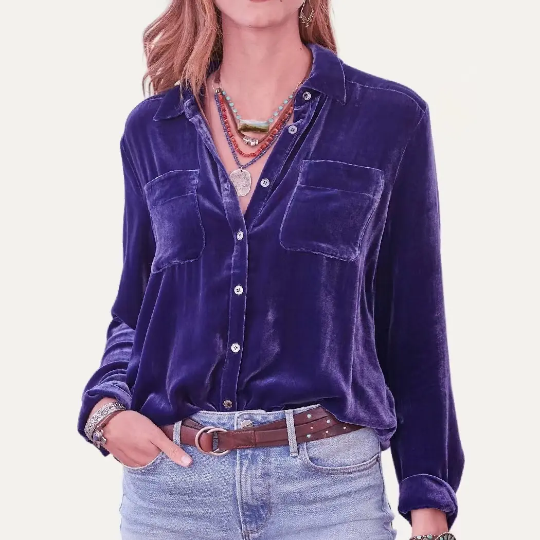 Purple Velvet Buttoned Down