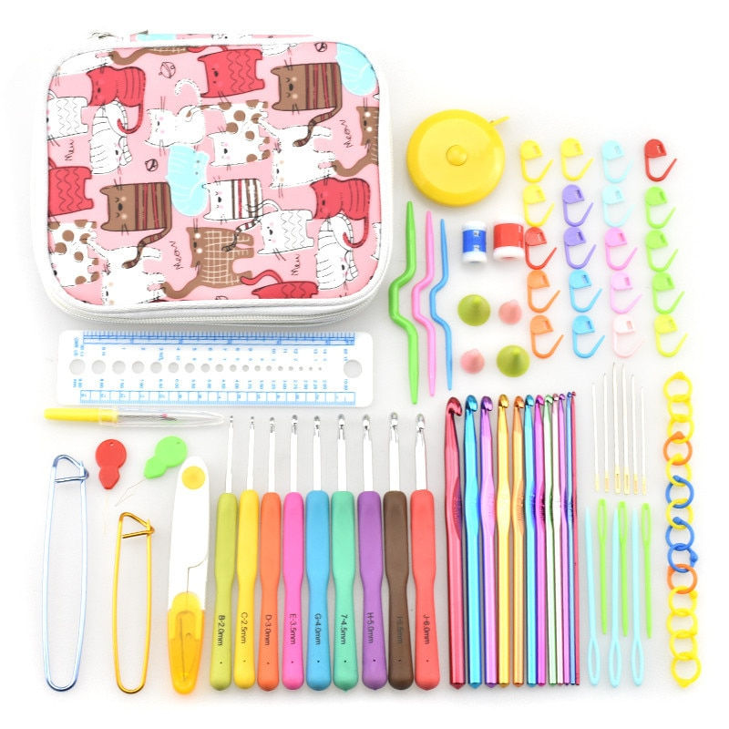Thumbnail: 14 Styles Set Crochet Hook Set With Yarn Knitting Needles