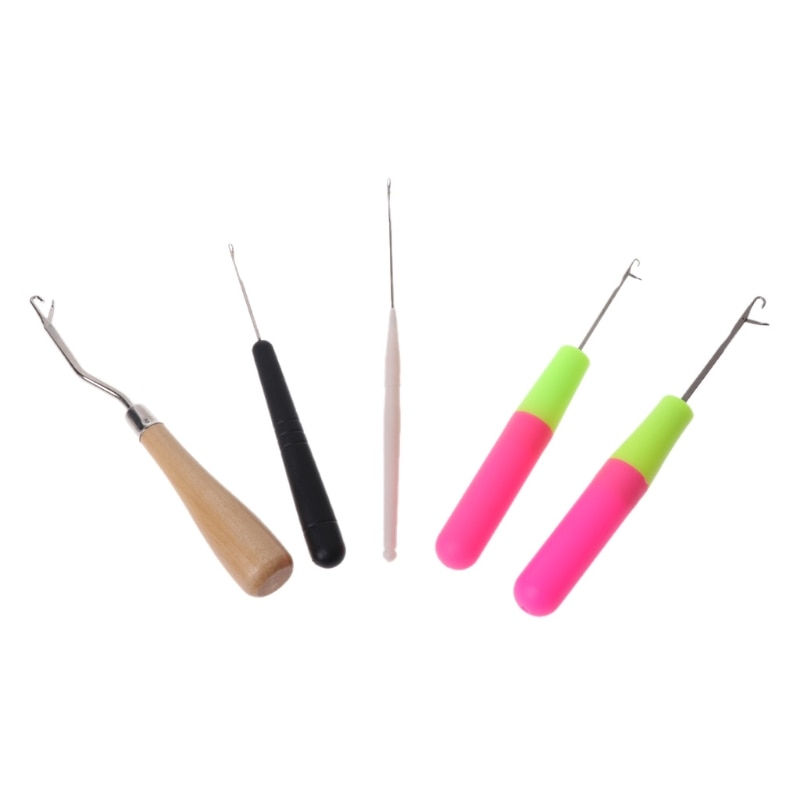 Miniatura: 5pcs/Set Plastic Crochet Needle Braiding Latch Hook Weaving Hair Dreadlock Craft