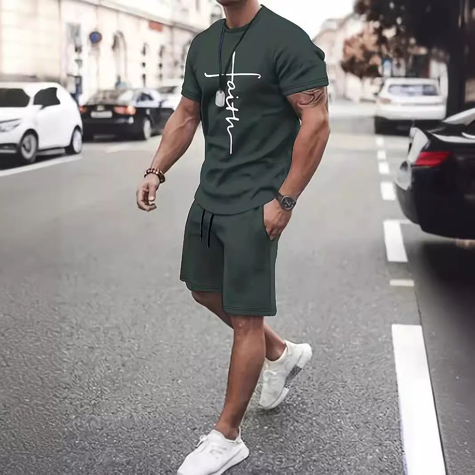Thumbnail: Casual Sports Round Neck Short Sleeve Two-piece Set