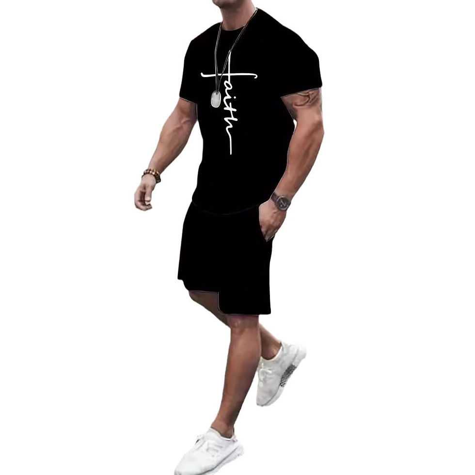 Thumbnail: Casual Sports Round Neck Short Sleeve Two-piece Set
